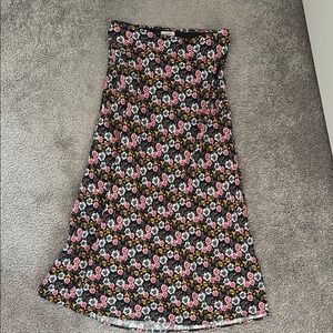 LOFT Pink and White Midi A-Line Skirt Casual